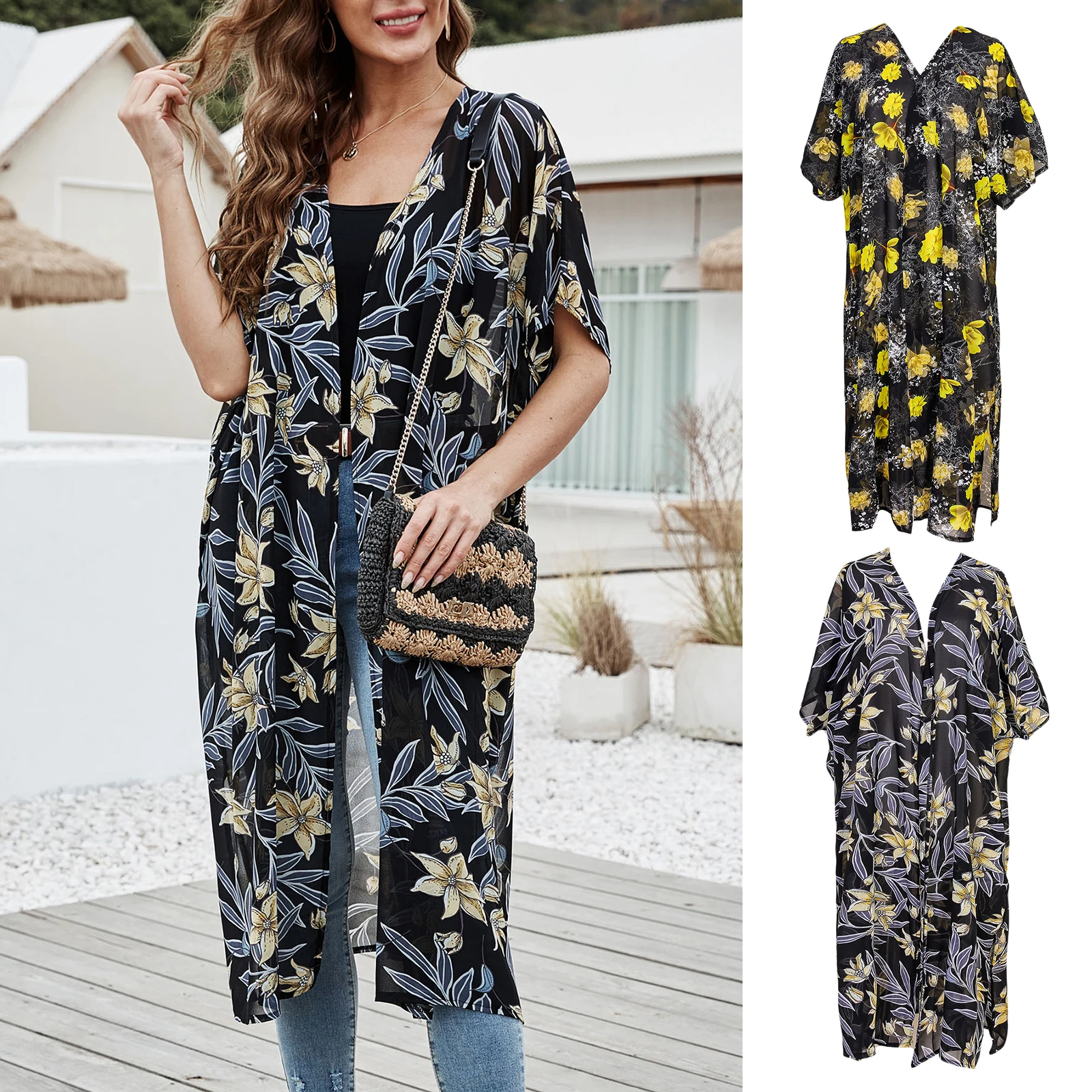 Women Open Front Long Summer Kimono Cardigan Beach Swimwear Cover Up Top
Women Open Front Long Summer Kimono Cardigan Beach Swimwear Cover Up Top