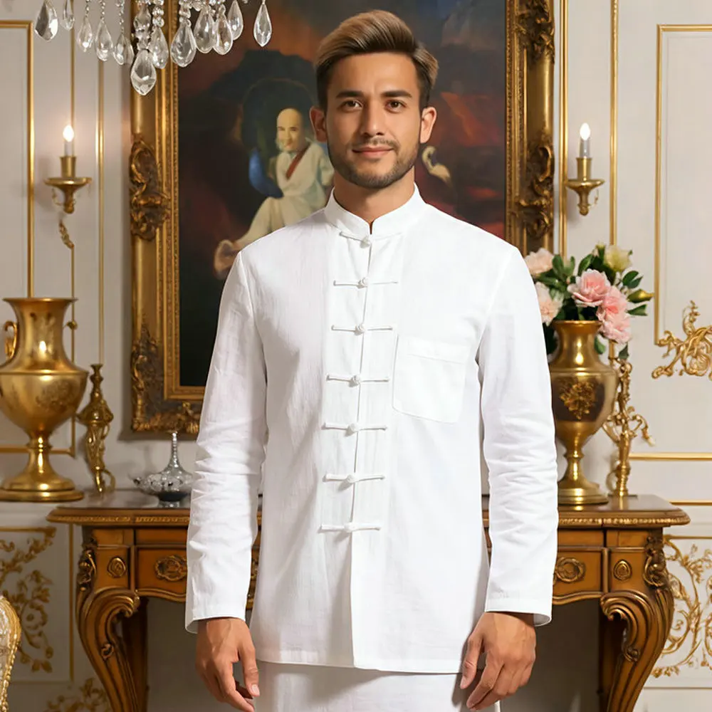 Old Money Men Basic Top Oriental Style Mandarin Collar Shirt Red White Blue Black Single Breasted Design Clothes For Male 2024
Old Money Men Basic Top Oriental Style Mandarin Collar Shirt Red White Blue Black Single Breasted Design Clothes For Male 2024