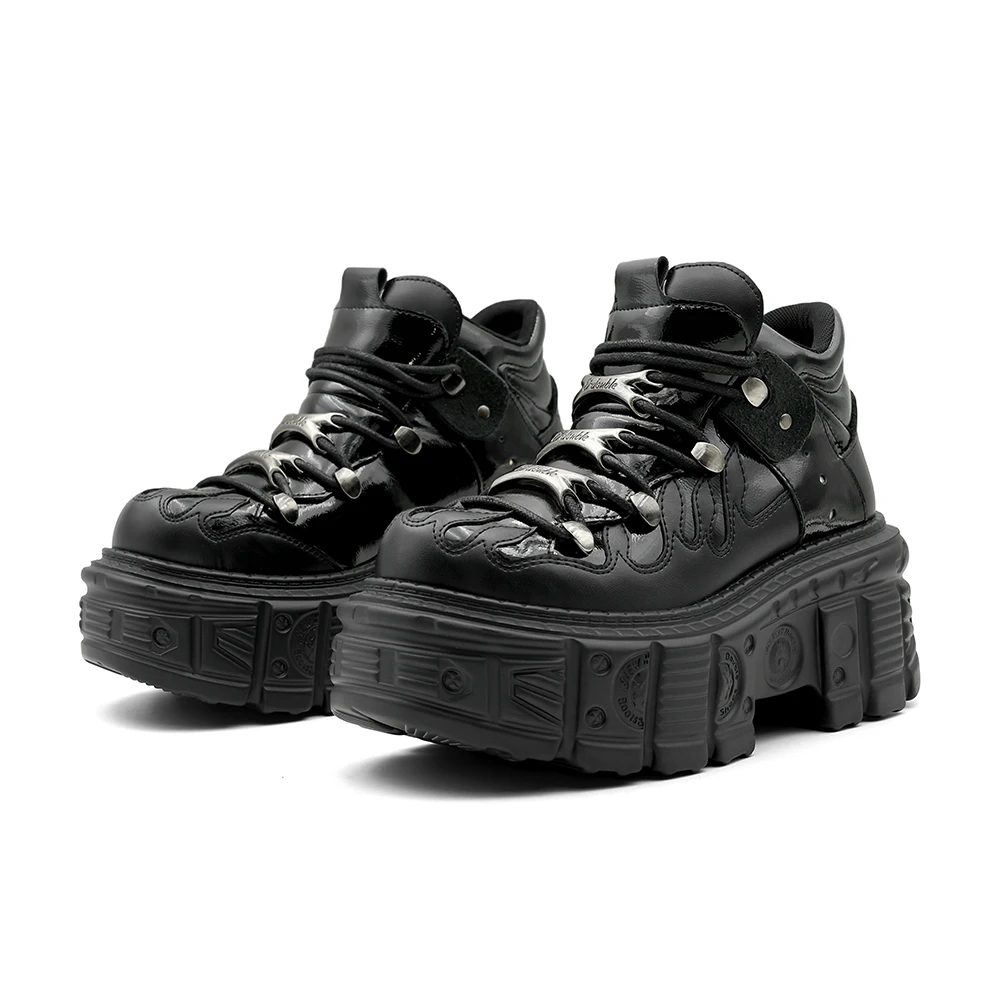 New Punk Style Women Shoes Lace Up Heel Height 9CM Platform Shoes Woman Gothic Ankle Rock Boots Metal Decor Woman Sneakers
New Punk Style Women Shoes Lace Up Heel Height 9CM Platform Shoes Woman Gothic Ankle Rock Boots Metal Decor Woman Sneakers
