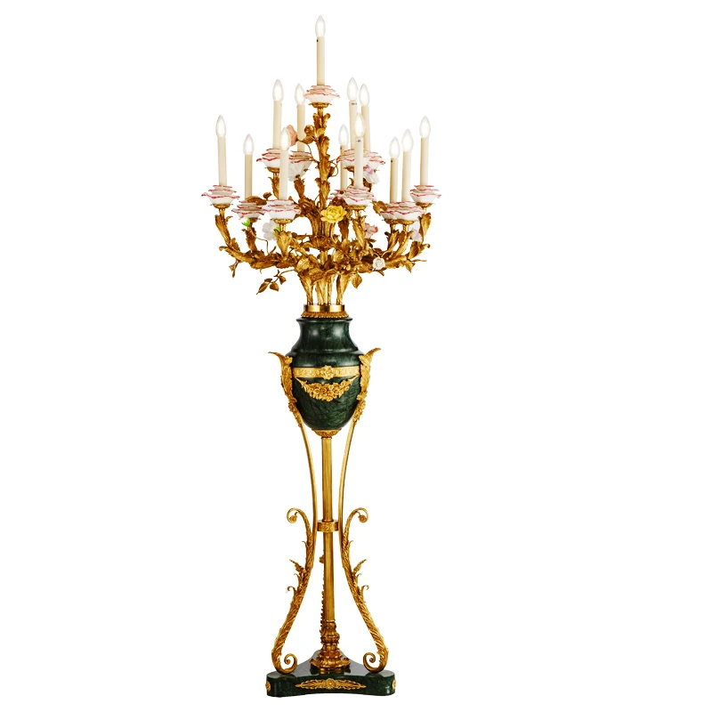 Large Royal Luxury Marble Brass Floor Lamp with Crystal Candlestick Standing Lighting
Large Royal Luxury Marble Brass Floor Lamp with Crystal Candlestick Standing Lighting