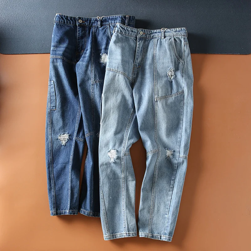 Мужские джинсы в японском ретро-стиле, весенняя новинка, повседневные, зауженные, с дырками, модные прямые джинсы
Мужские джинсы в японском ретро-стиле, весенняя новинка, повседневные, зауженные, с дырками, модные прямые джинсы