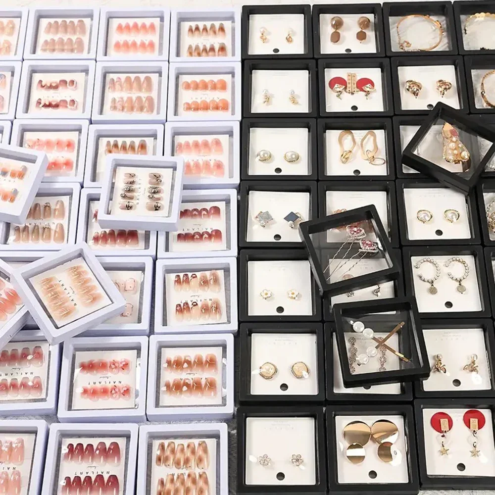 10pcs PE Film Black White Jewelry Storage Box 3D Packaging Case Free Stand Floating Frame Membrane Ring Earring Necklace Display
10pcs PE Film Black White Jewelry Storage Box 3D Packaging Case Free Stand Floating Frame Membrane Ring Earring Necklace Display