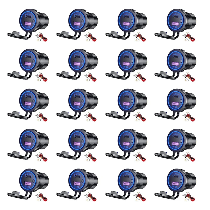 20X PD Type C USB Car Charger And QC 3.0 Quick Charger 12V Power Outlet Socket With ON/Off Switch,Blue
20X PD Type C USB Car Charger And QC 3.0 Quick Charger 12V Power Outlet Socket With ON/Off Switch,Blue
