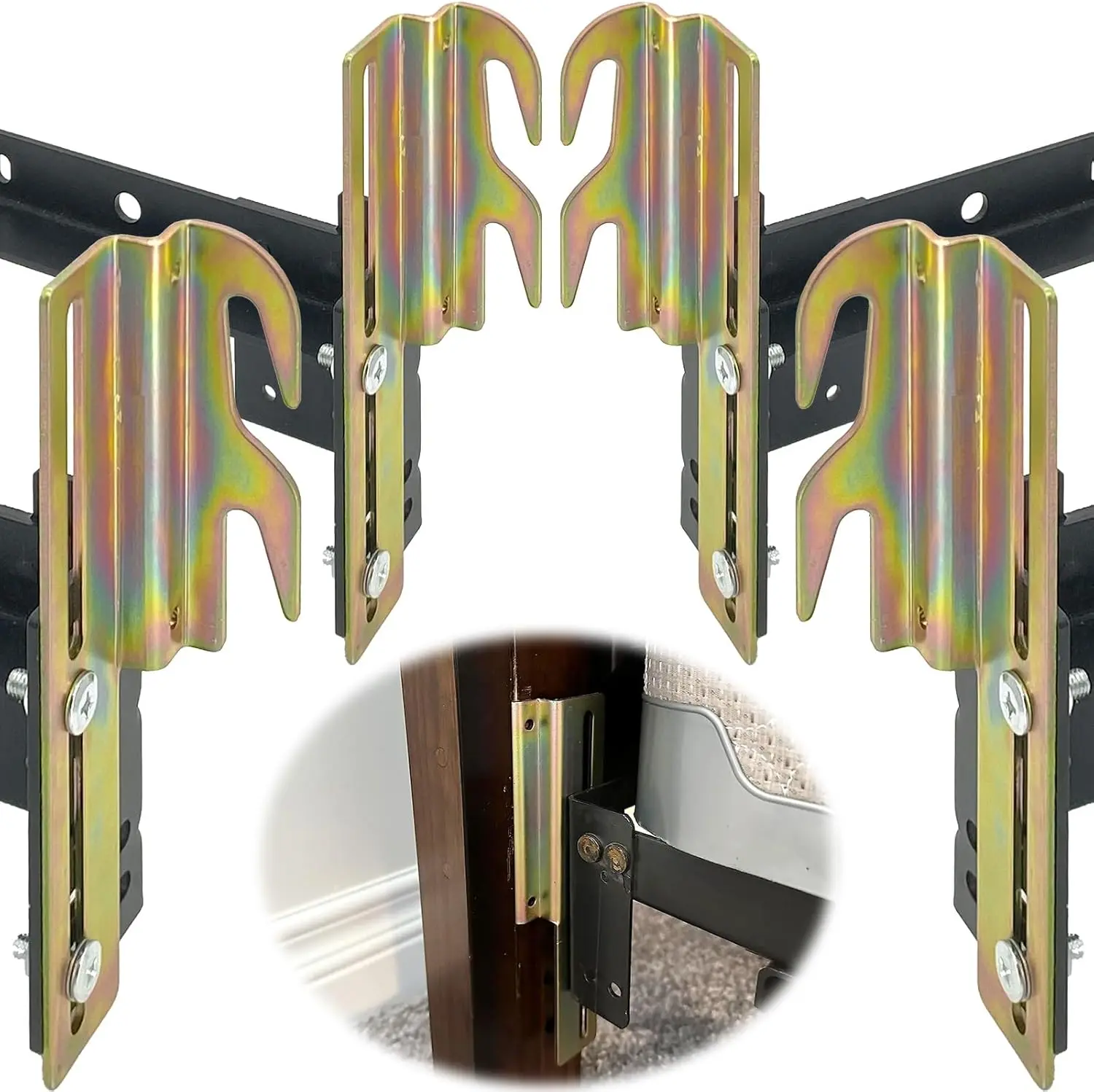 4Pcs 711 Hook Conversion Brackets With Hardware, Headboard Hook Set, Bed Frame Brackets Pter
4Pcs 711 Hook Conversion Brackets With Hardware, Headboard Hook Set, Bed Frame Brackets Pter