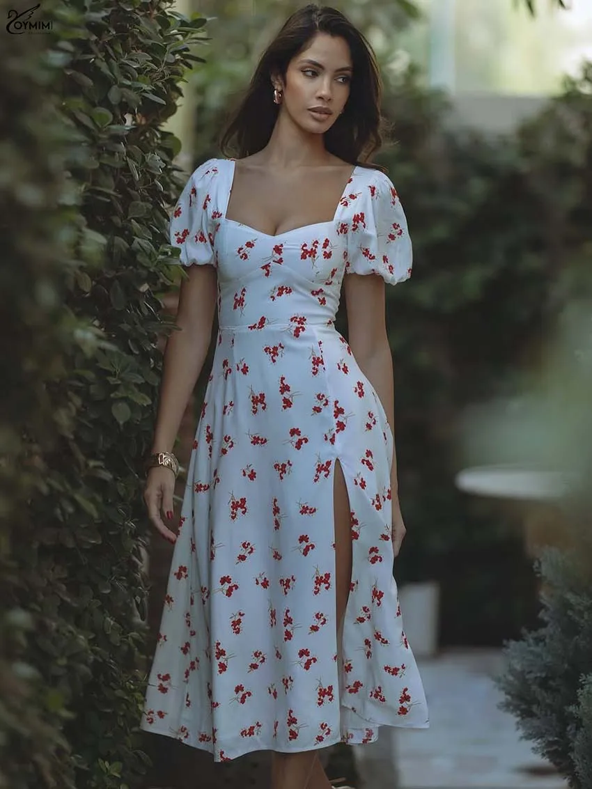 Oymimi Fashion White Print Womens Dresses Elegant Square Neck Short Sleeve High Waist Dresses Casual Side Slit Mid-Calf Dress
Oymimi Fashion White Print Womens Dresses Elegant Square Neck Short Sleeve High Waist Dresses Casual Side Slit Mid-Calf Dress
