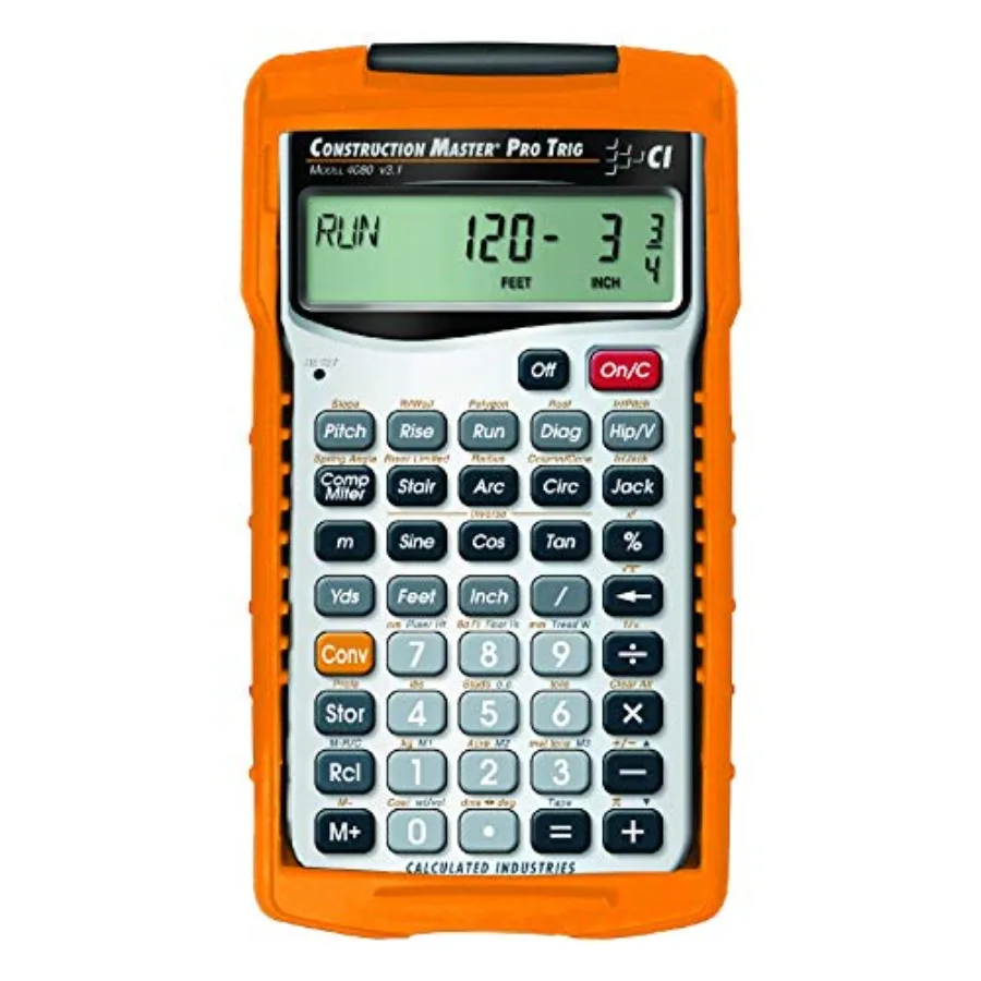 Construction Master Pro Trig calculator for architects, engineers, contractors: steel gray, advanced feet-inch-fraction math wi
Construction Master Pro Trig calculator for architects, engineers, contractors: steel gray, advanced feet-inch-fraction math wi