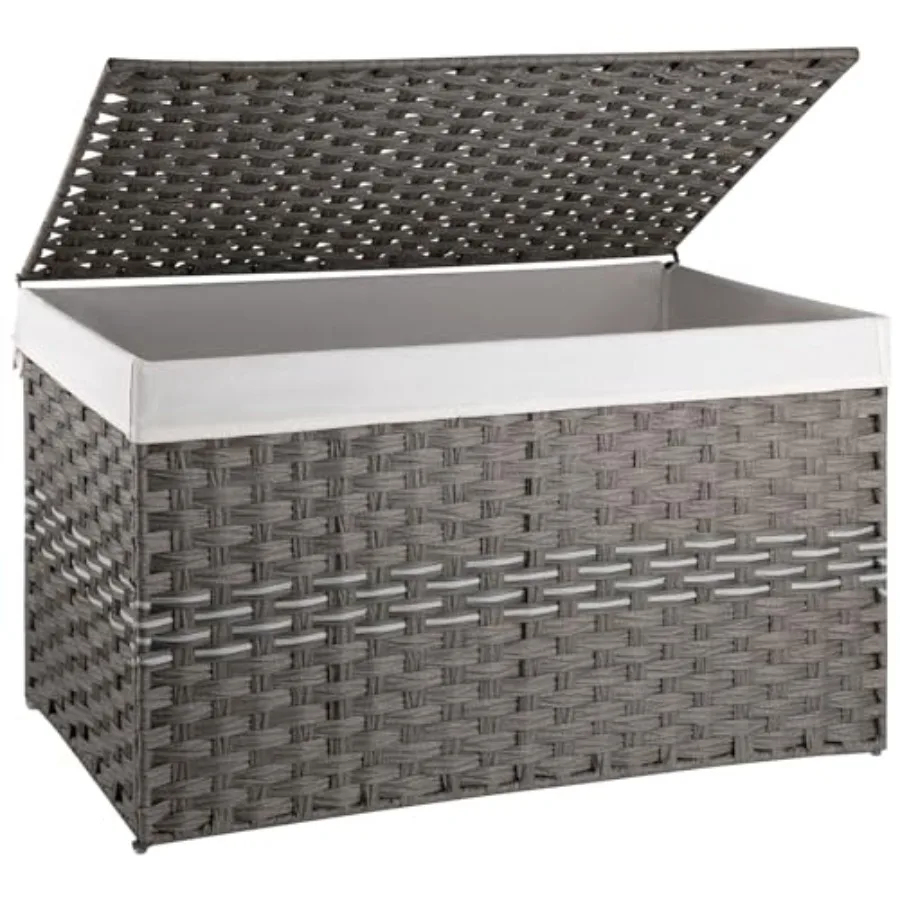 Large Storage Basket with Lid 42.3 Gallon 160L Blanket Basket with Removable Liner Bag Wicker Hamper with Handle Foldable Hampe
Large Storage Basket with Lid 42.3 Gallon 160L Blanket Basket with Removable Liner Bag Wicker Hamper with Handle Foldable Hampe