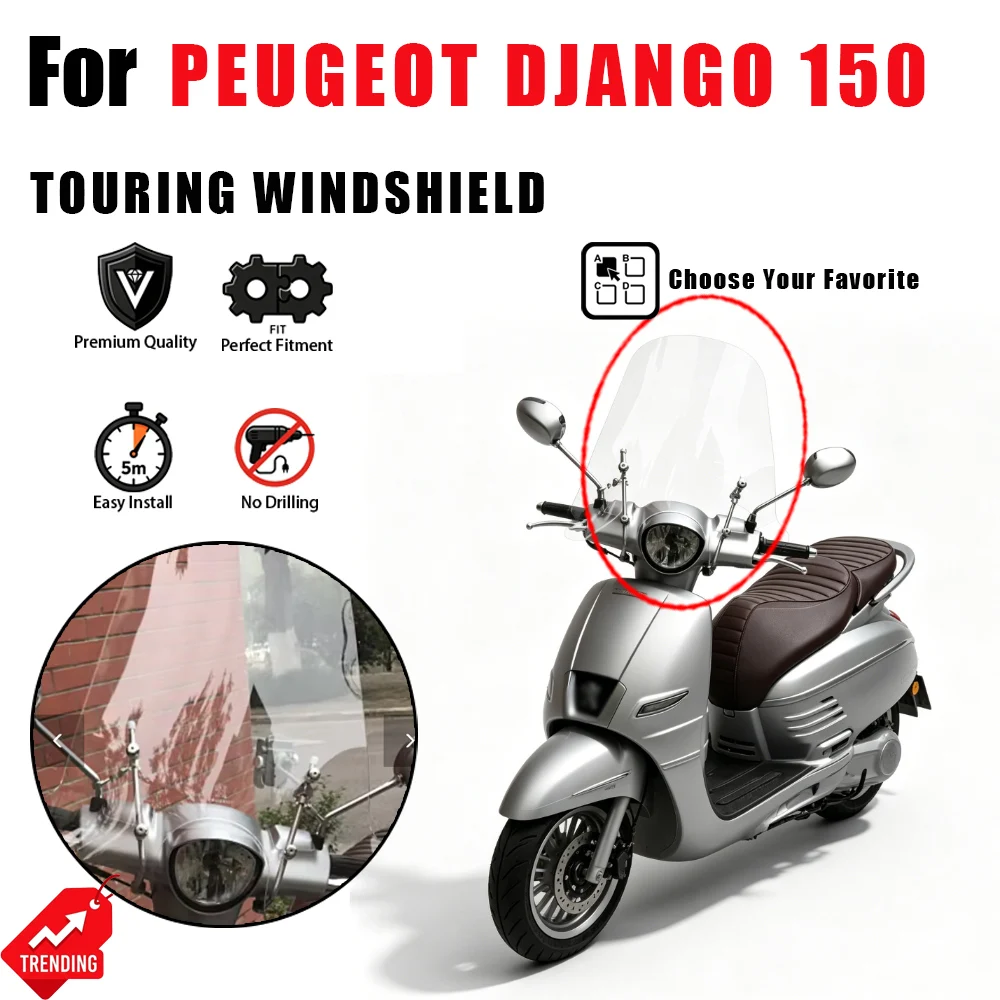 For Peugeot Django 150 Motorcycle Windshield Heightened Windscreen Retro Front Wind Deflector Panel Modified Accessories
For Peugeot Django 150 Motorcycle Windshield Heightened Windscreen Retro Front Wind Deflector Panel Modified Accessories
