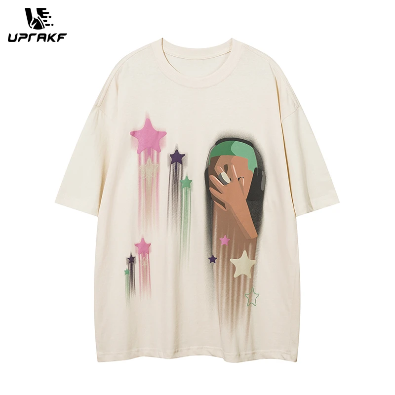 UPRAKF Streetwear Star Graphic Print T Shirt Short Sleeve Round Neck Summer Cotton Loose Casual Fashion Tee Simple
UPRAKF Streetwear Star Graphic Print T Shirt Short Sleeve Round Neck Summer Cotton Loose Casual Fashion Tee Simple