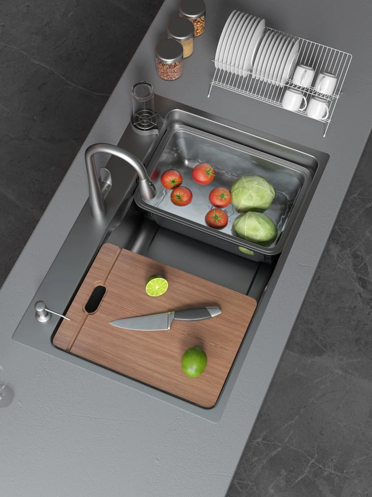 большая одинарная прорезь, кухня, раковина для овощей, бытовая раковина, нано-пистолет, стол из ясеня, верхняя и нижняя раковина 
большая одинарная прорезь, кухня, раковина для овощей, бытовая раковина, нано-пистолет, стол из ясеня, верхняя и нижняя раковина