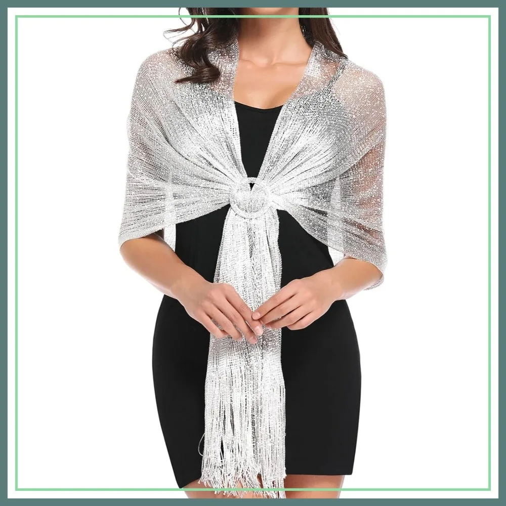 Sparkling Metallic Shawls and Wraps for Evening Party, Wedding, Formal Dresses (Free Buckle)
Sparkling Metallic Shawls and Wraps for Evening Party, Wedding, Formal Dresses (Free Buckle)