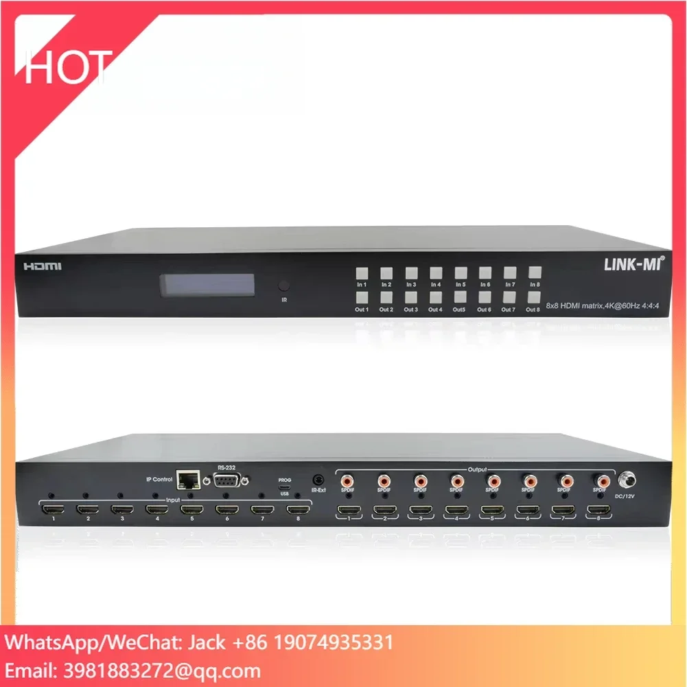 LINK-MI 8x8 Matrix Switcher With SPDIF Audio 4K@60Hz IR RS232 IP Or Web GUI Control Support 3D, HDR10 Matrix
LINK-MI 8x8 Matrix Switcher With SPDIF Audio 4K@60Hz IR RS232 IP Or Web GUI Control Support 3D, HDR10 Matrix