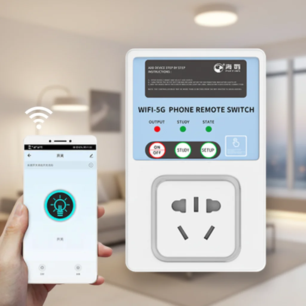 5G/2.4WIFI wireless remote control socket 220V power light socket 10A remote control switch for controlling lighting appliances
5G/2.4WIFI wireless remote control socket 220V power light socket 10A remote control switch for controlling lighting appliances