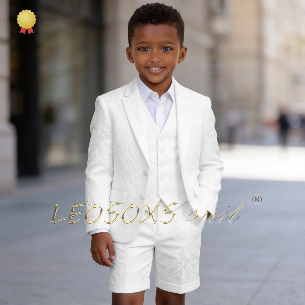 Boys' 3-Piece Mixed Fabric Embossed Suit, Slim Fit Peak Lapel Blazer & Tailored Shorts for Evening Galas & Banquets
Boys' 3-Piece Mixed Fabric Embossed Suit, Slim Fit Peak Lapel Blazer & Tailored Shorts for Evening Galas & Banquets