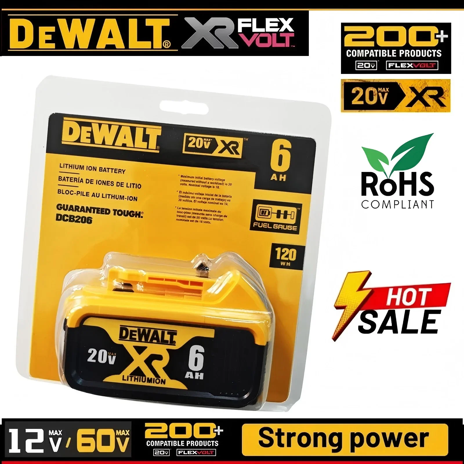 100% Original DEWALT 6.0Ah Battery DCB200 MAX For Flexvolt DCB606 DCB205 DCB206 DCB209 DCB182 Power Tool Battery 20V Battery
100% Original DEWALT 6.0Ah Battery DCB200 MAX For Flexvolt DCB606 DCB205 DCB206 DCB209 DCB182 Power Tool Battery 20V Battery