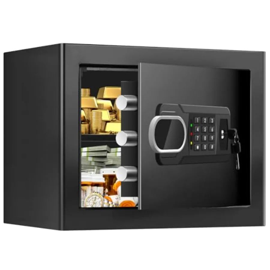 Home use fireproof safe box, steel construction, black color, 1.3 cu ft capacity with digital keypad, spare keys, and removable
Home use fireproof safe box, steel construction, black color, 1.3 cu ft capacity with digital keypad, spare keys, and removable