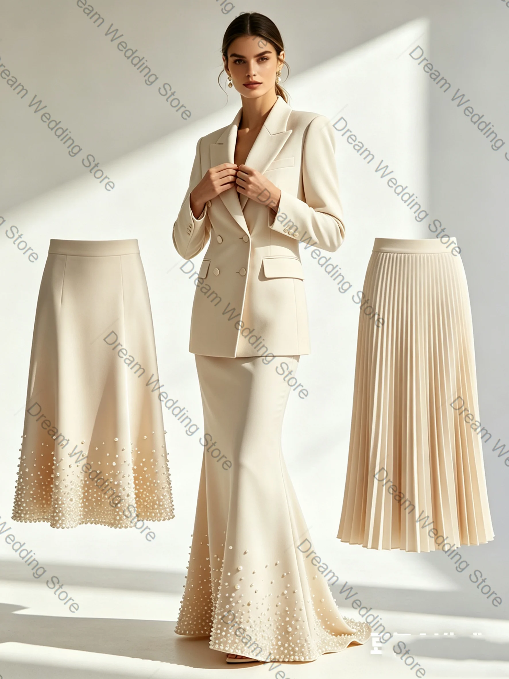 Pearls Beige Women Suit Skirt Set 2 Pcs Blazer+Long Prom Dress Cotton Formal Office Lady Jacket Customized Wedding Guest Coat
Pearls Beige Women Suit Skirt Set 2 Pcs Blazer+Long Prom Dress Cotton Formal Office Lady Jacket Customized Wedding Guest Coat