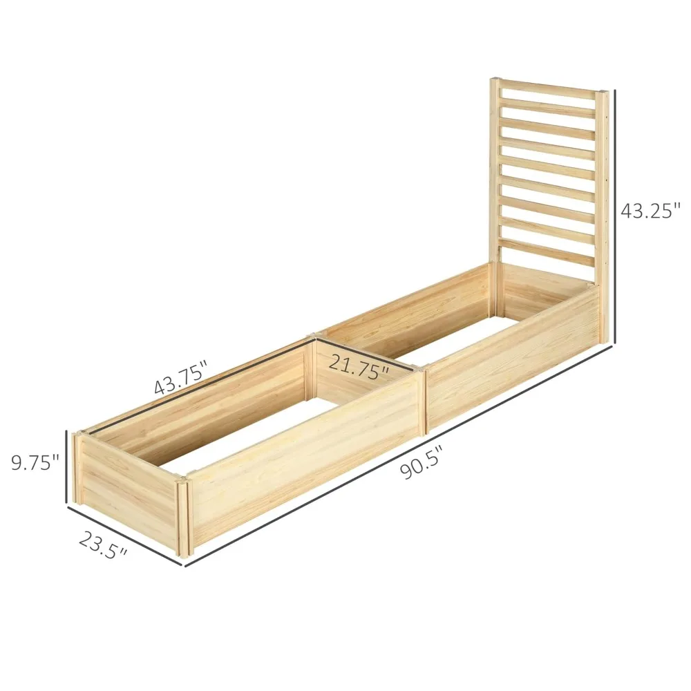 Raised Garden Bed with Trellis and 2 Compartments, 43 Inch Wooden Planter Box Kit for Outdoor Plants, Vegetables, Customized
Raised Garden Bed with Trellis and 2 Compartments, 43 Inch Wooden Planter Box Kit for Outdoor Plants, Vegetables, Customized