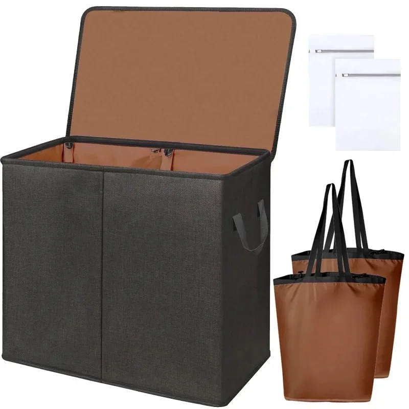 Double Laundry Basket with Lid, Large Collapsible Laundry Hamper with Handles & Removable Laundry Bags
Double Laundry Basket with Lid, Large Collapsible Laundry Hamper with Handles & Removable Laundry Bags