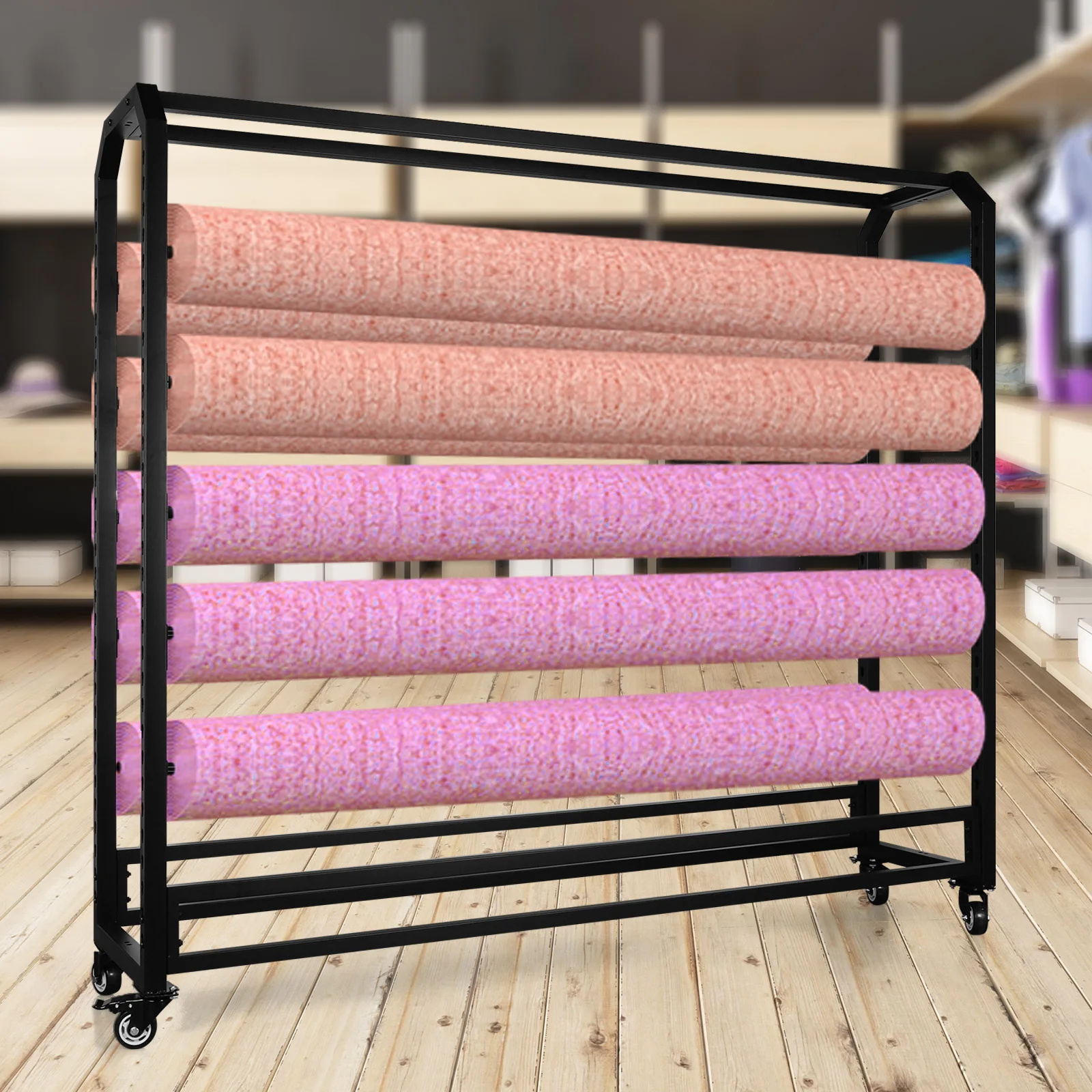 Large Textile Fabric Display Rack with Wheels Paper Roll Holder for Curtain/Wallpaper/Tablecloth
Large Textile Fabric Display Rack with Wheels Paper Roll Holder for Curtain/Wallpaper/Tablecloth