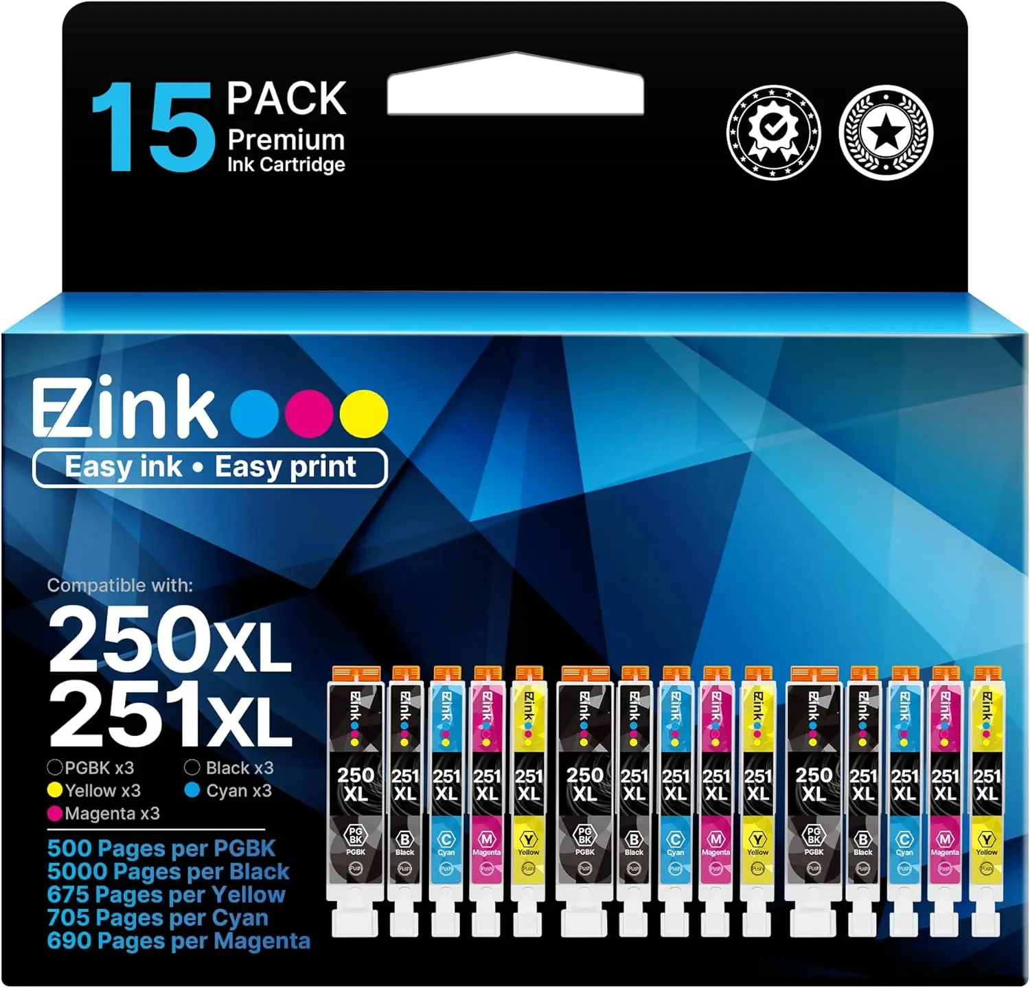 15 Pack Ink Cartridges Replacement for Canon PIXMA MX922, MX920, IX6820, MG7520, MG6620, IP8720, MG5520, MG6320, MG7120
15 Pack Ink Cartridges Replacement for Canon PIXMA MX922, MX920, IX6820, MG7520, MG6620, IP8720, MG5520, MG6320, MG7120