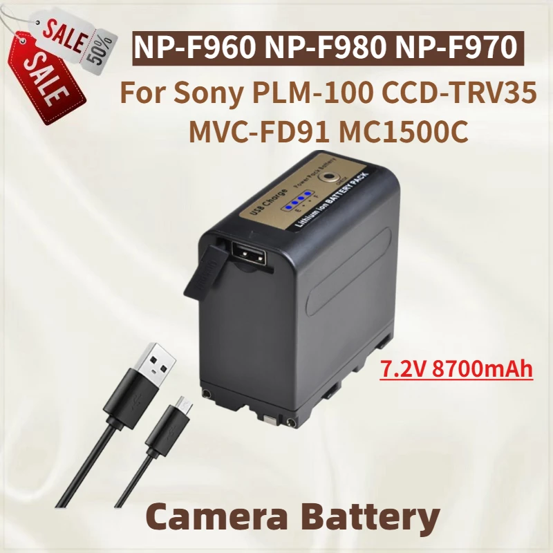 High Quality NP-F960 NP-F980 NP-F970 Camera Battery 7.2V 8700mAh and Charge For Sony MVC-FD91PLM-100 CCD-TRV35 MC1500C Brand New
High Quality NP-F960 NP-F980 NP-F970 Camera Battery 7.2V 8700mAh and Charge For Sony MVC-FD91PLM-100 CCD-TRV35 MC1500C Brand New