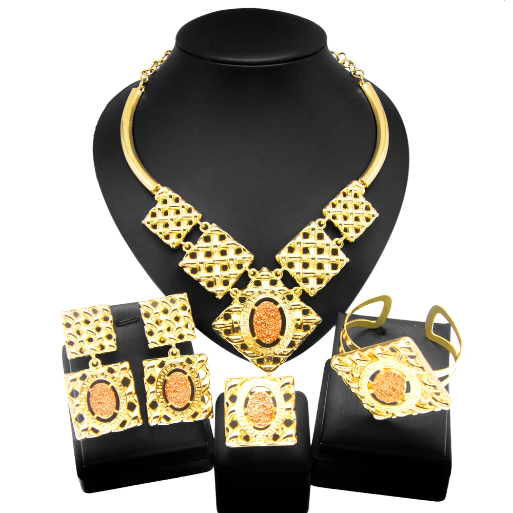 Yulaili Italian Gold Plated Design Fashion Women's Necklace Earrings Ring Bracelet Set Exquisite Gift Free Shipping
Yulaili Italian Gold Plated Design Fashion Women's Necklace Earrings Ring Bracelet Set Exquisite Gift Free Shipping