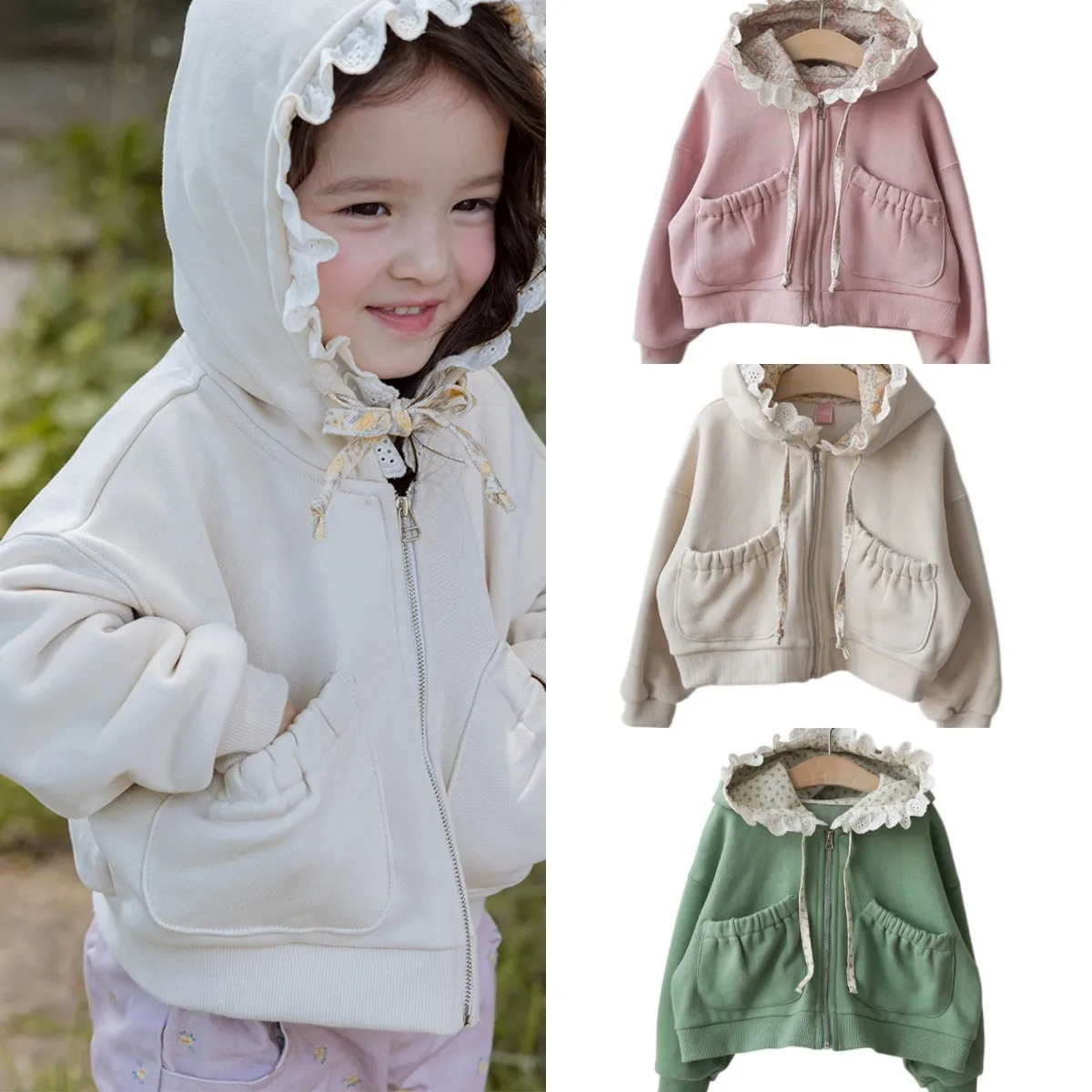 Girls Coat 2024 Autumn Kids Girls Cute Lace Floral Hood Hoodie Sweater Jacket Baby Girl Clothes
Girls Coat 2024 Autumn Kids Girls Cute Lace Floral Hood Hoodie Sweater Jacket Baby Girl Clothes