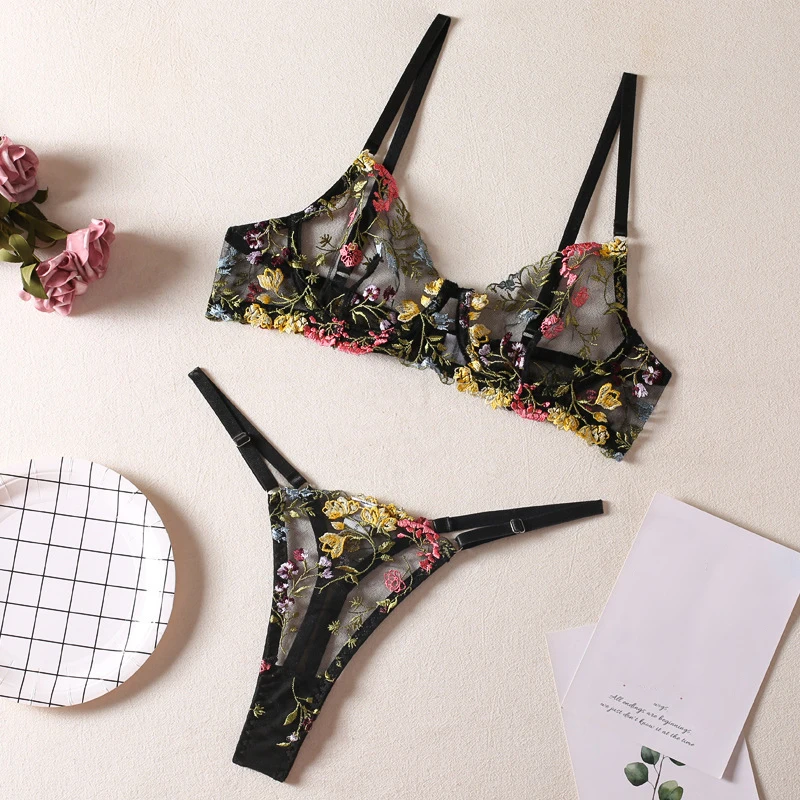 2Pcs/set Sexy Women Floral Lace Bra Briefs Set Exotic See Through Bra and Panty Sets Female Lingerie Women's Intimates
2Pcs/set Sexy Women Floral Lace Bra Briefs Set Exotic See Through Bra and Panty Sets Female Lingerie Women's Intimates