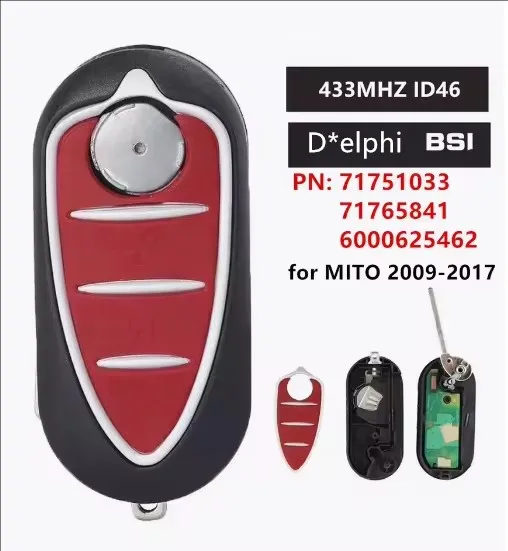 KEYECU Replacement Flip Remote Key Fob 3B 433Mhz ID46 for Alfa Romeo Giulietta 2010-2016 Marelli BSI Mito 2009-2017 D*elphi BSI
KEYECU Replacement Flip Remote Key Fob 3B 433Mhz ID46 for Alfa Romeo Giulietta 2010-2016 Marelli BSI Mito 2009-2017 D*elphi BSI