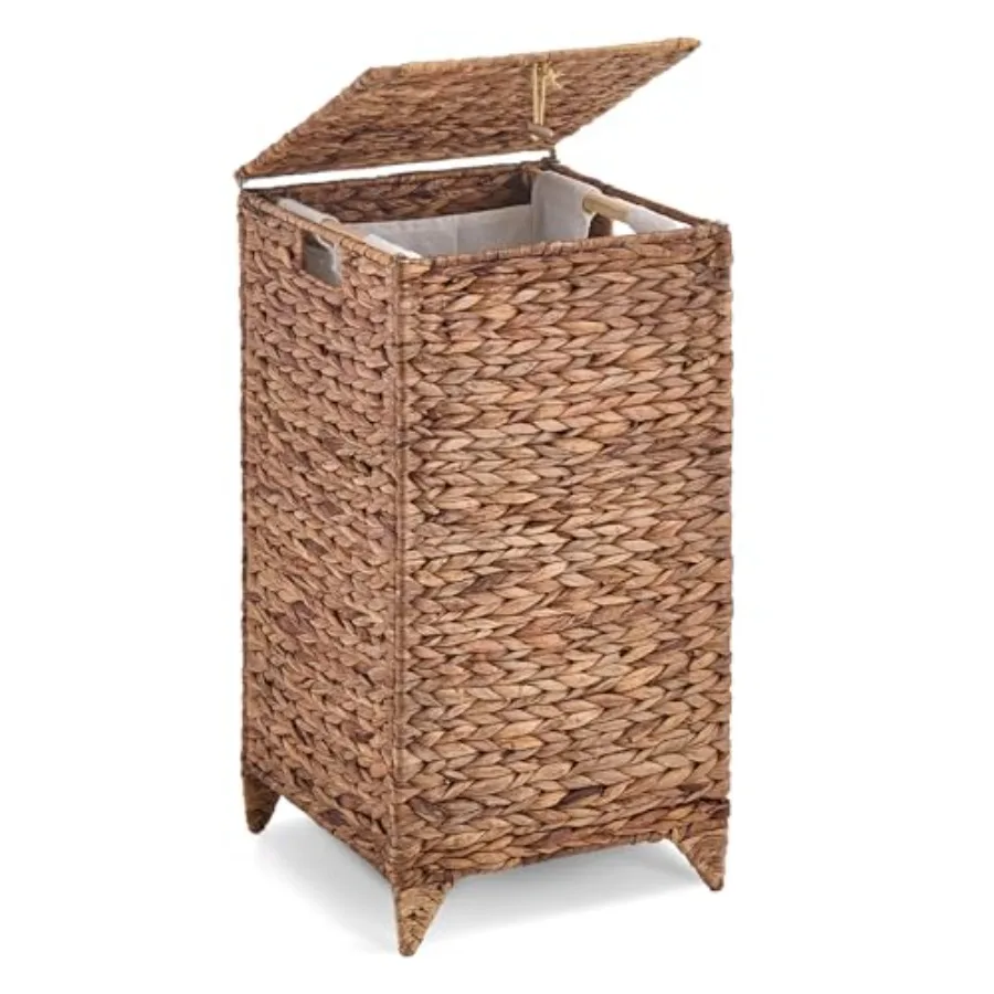 Handwoven Laundry Hamper with Lid, Water Hyacinth Heightened Feet Laundry Basket, Wicker Clothes Hamper with Removable Liner Ba
Handwoven Laundry Hamper with Lid, Water Hyacinth Heightened Feet Laundry Basket, Wicker Clothes Hamper with Removable Liner Ba