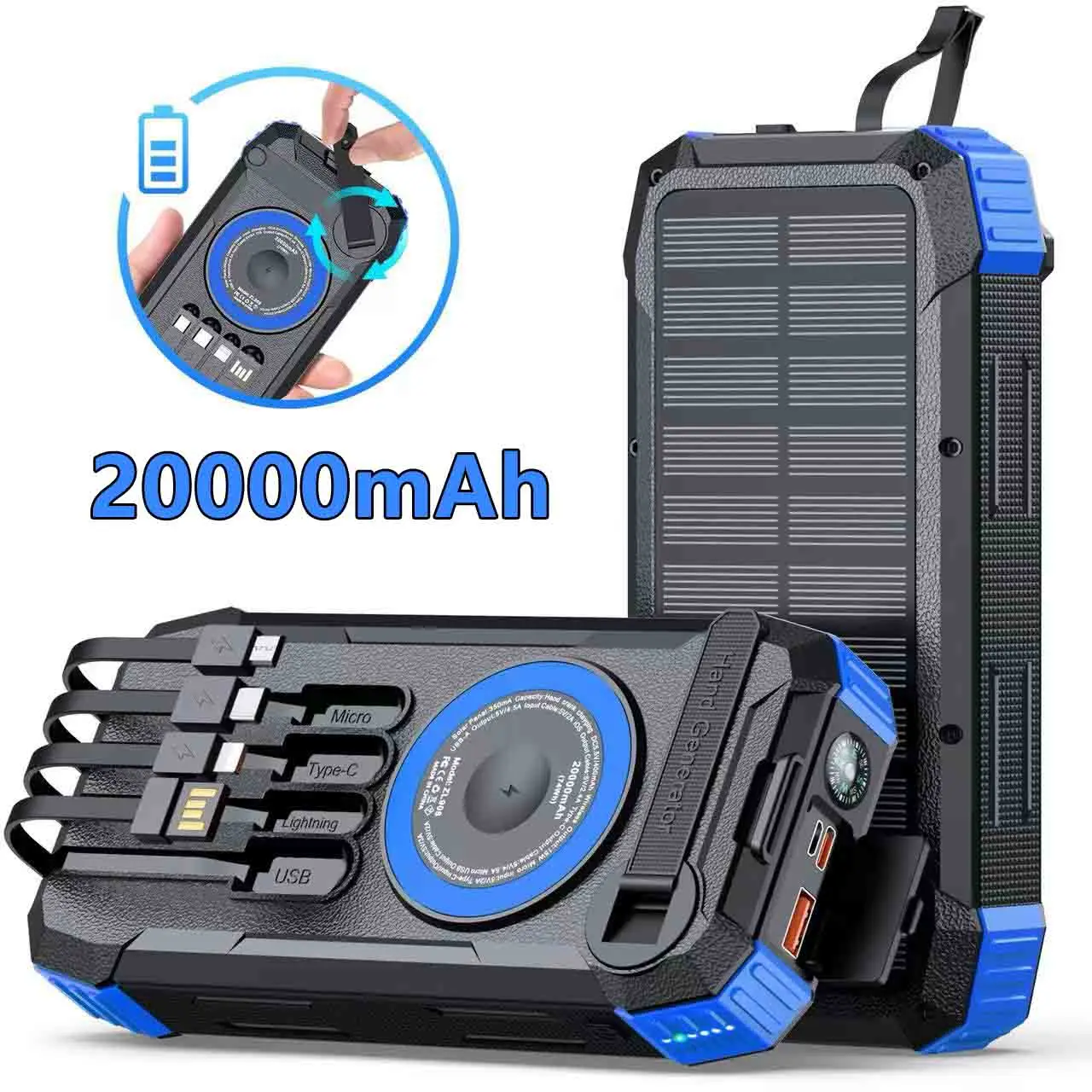 20000 мАч Ручная солнечная батарея с подсветкой 22,5 Вт Быстрая зарядка Беспроводная внешняя батарея с компасом для iWatch для iPhone
20000 мАч Ручная солнечная батарея с подсветкой 22,5 Вт Быстрая зарядка Беспроводная внешняя батарея с компасом для iWatch для iPhone