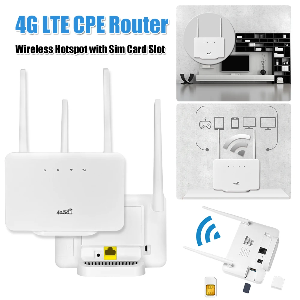 Беспроводной маршрутизатор 4G со скоростью 300 Мбит/с, внешняя антенна, слот для SIM-карты, вилка стандарта ЕС, подключение к интернету
Беспроводной маршрутизатор 4G со скоростью 300 Мбит/с, внешняя антенна, слот для SIM-карты, вилка стандарта ЕС, подключение к интернету