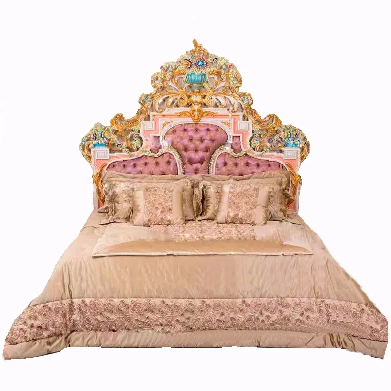 French Court Bed Large European Style Villa Master Bedroom Painted Solid Wood Carved
French Court Bed Large European Style Villa Master Bedroom Painted Solid Wood Carved