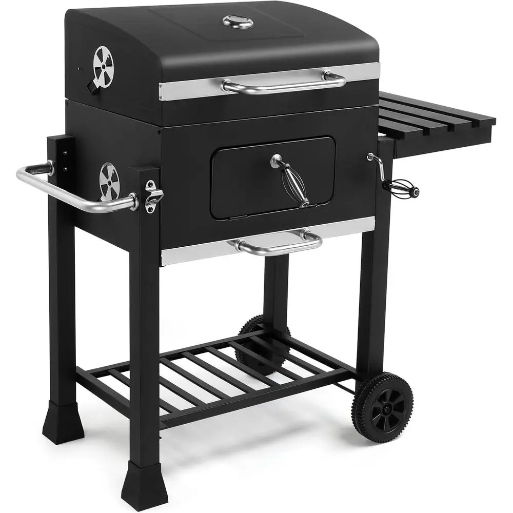 24 Inch Foldable Side Table Charcoal Grill, 560 Sq. In. Cooking Space, Outdoor BBQ Grill with Thermometer, Black
24 Inch Foldable Side Table Charcoal Grill, 560 Sq. In. Cooking Space, Outdoor BBQ Grill with Thermometer, Black