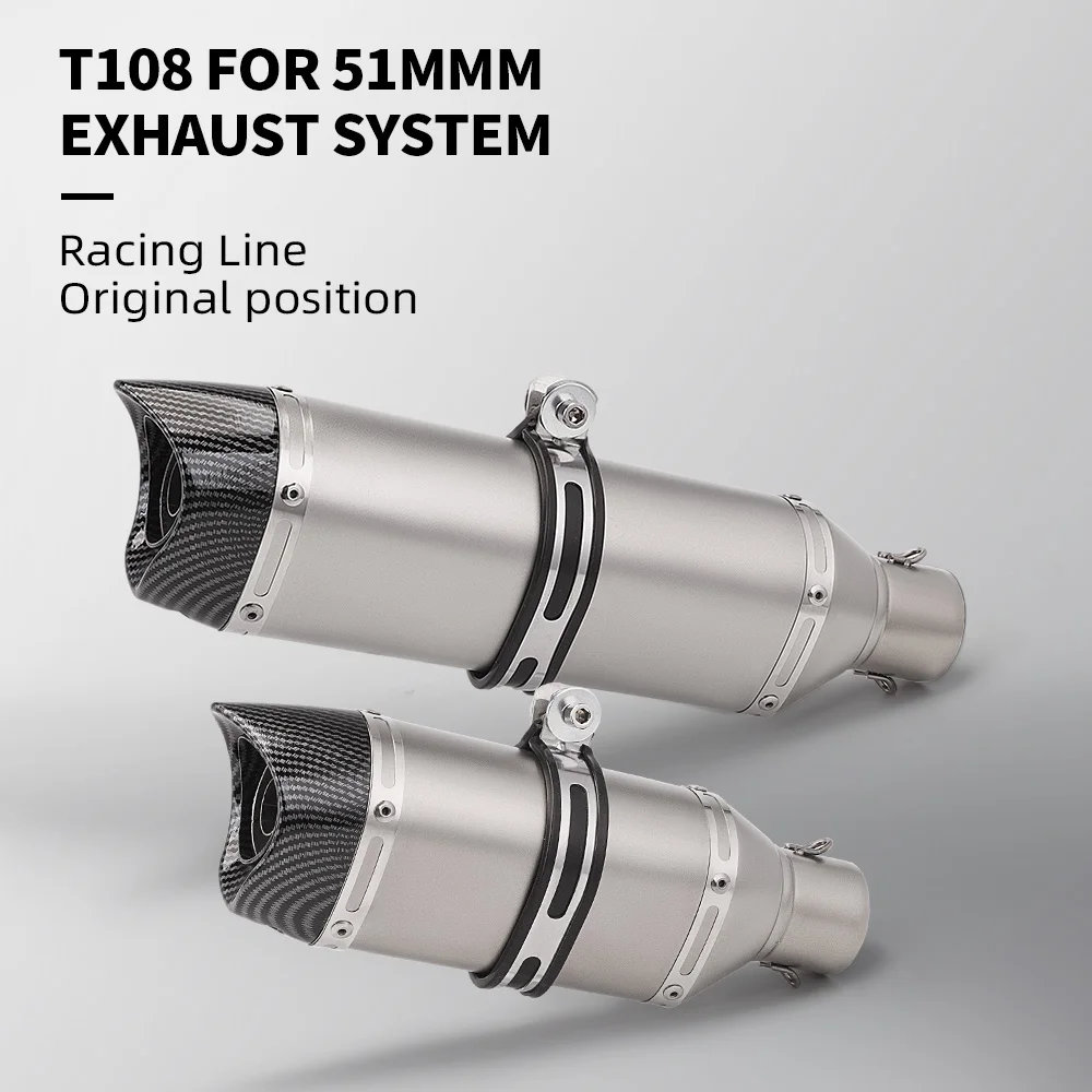 51mm Universal motorcycle exhaust muffler for R3, MT07, FZ1, R6, R15, ZX6R, ZX10, Z900, Z400,1000,CBR1000,GSXR1000,SR2,TMAX560
51mm Universal motorcycle exhaust muffler for R3, MT07, FZ1, R6, R15, ZX6R, ZX10, Z900, Z400,1000,CBR1000,GSXR1000,SR2,TMAX560