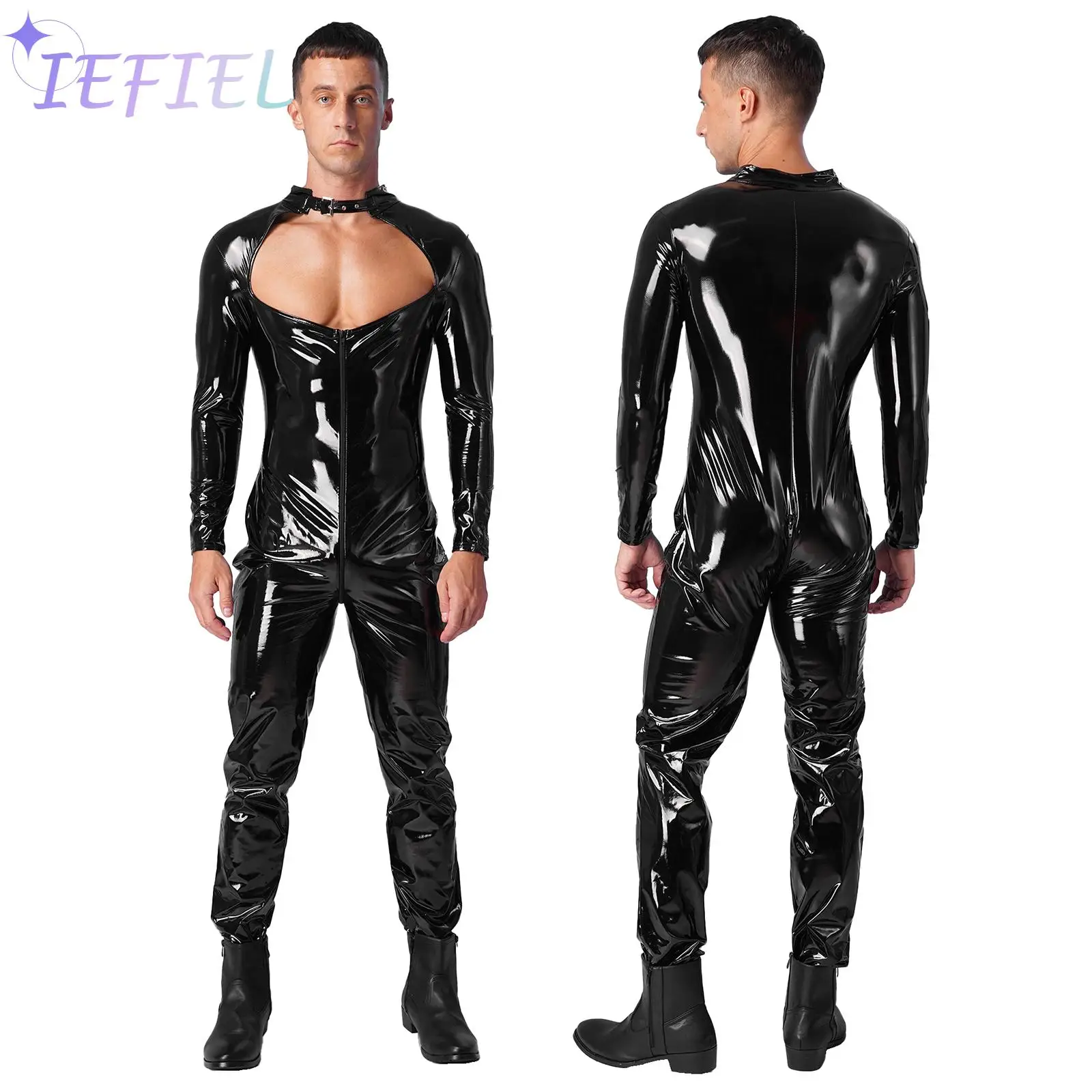 Men Cut Out Chest Bodysuit Shiny Leather One Piece Latex Full Long Jumpsuit Disco Nightclub Pole Dancing Costume Catsuit
Men Cut Out Chest Bodysuit Shiny Leather One Piece Latex Full Long Jumpsuit Disco Nightclub Pole Dancing Costume Catsuit