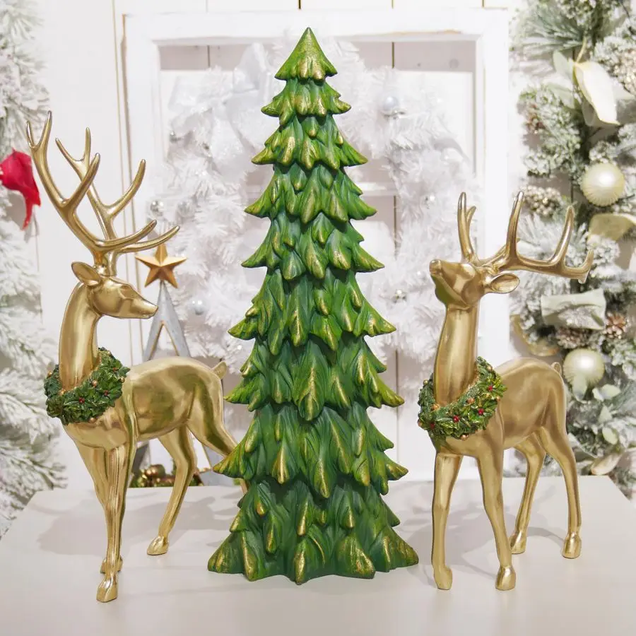 House Studio Standing Reindeer Tree Figurine ChristmasDecor 3PC Large Christmas Reindeer Decor Indoor Gold Resin Deer with Tree
House Studio Standing Reindeer Tree Figurine ChristmasDecor 3PC Large Christmas Reindeer Decor Indoor Gold Resin Deer with Tree