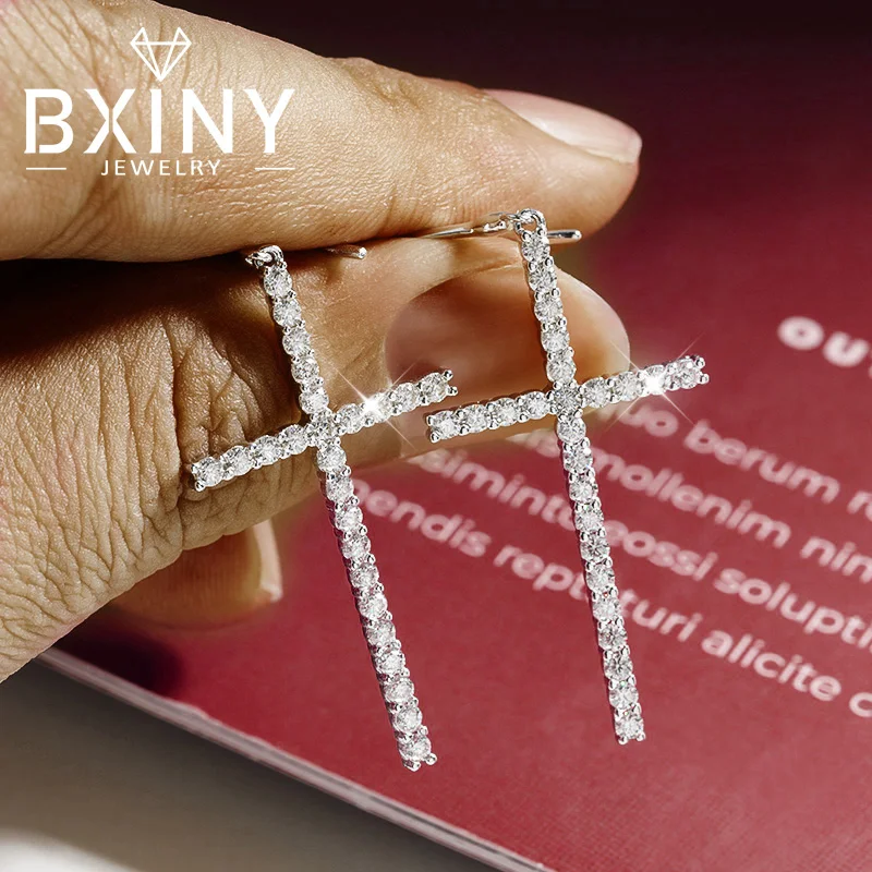 BXINY 1.25CT Moissanite Cross Drop Earrings S925 Silver 18K Plate Oversized Cross Pendant Ear Hooks for Women Fine Jewelry Gifts
BXINY 1.25CT Moissanite Cross Drop Earrings S925 Silver 18K Plate Oversized Cross Pendant Ear Hooks for Women Fine Jewelry Gifts