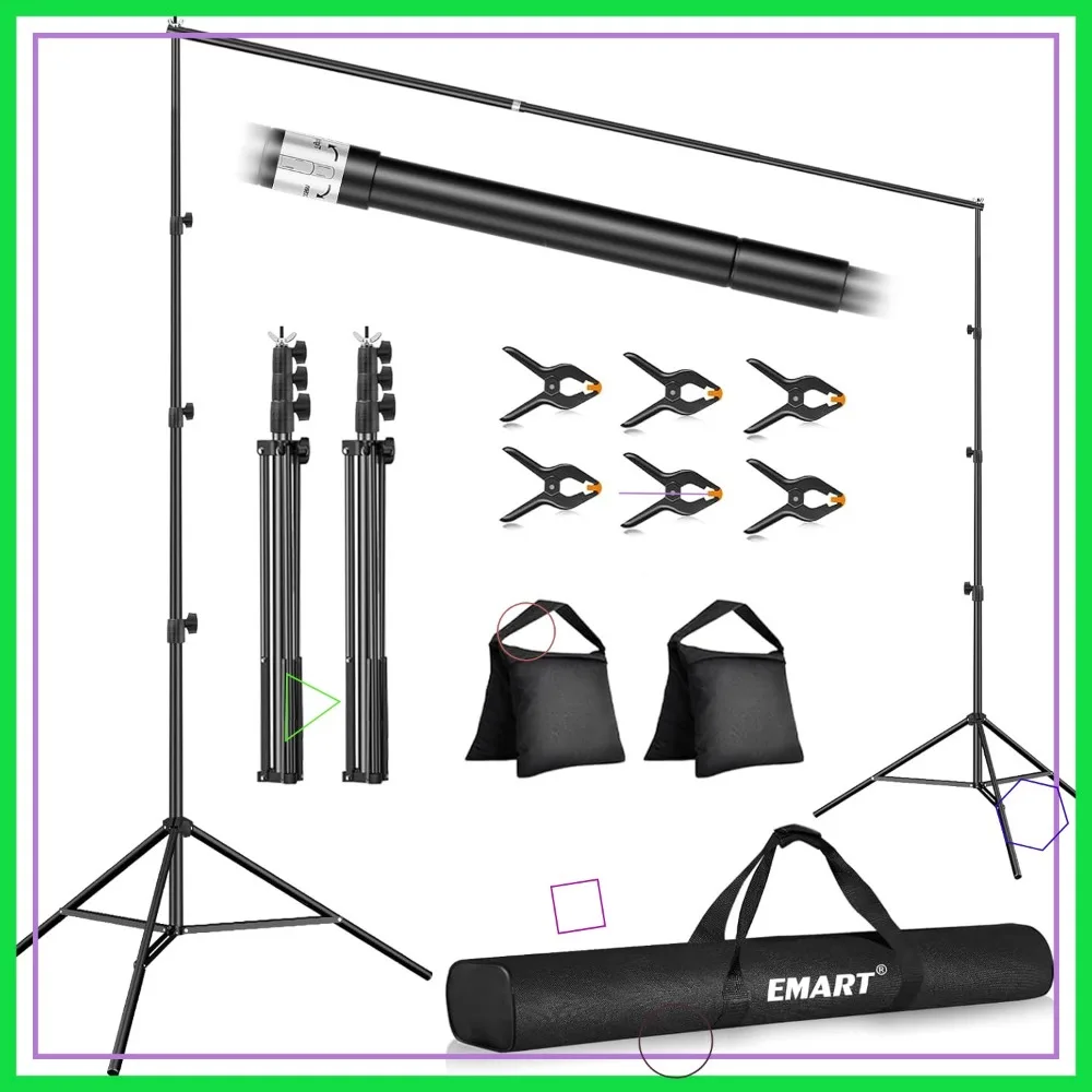 10x10FT Backdrop Stand with Clamps, Sandbags & Carry Bag for Photography, Parties, Weddings
10x10FT Backdrop Stand with Clamps, Sandbags & Carry Bag for Photography, Parties, Weddings