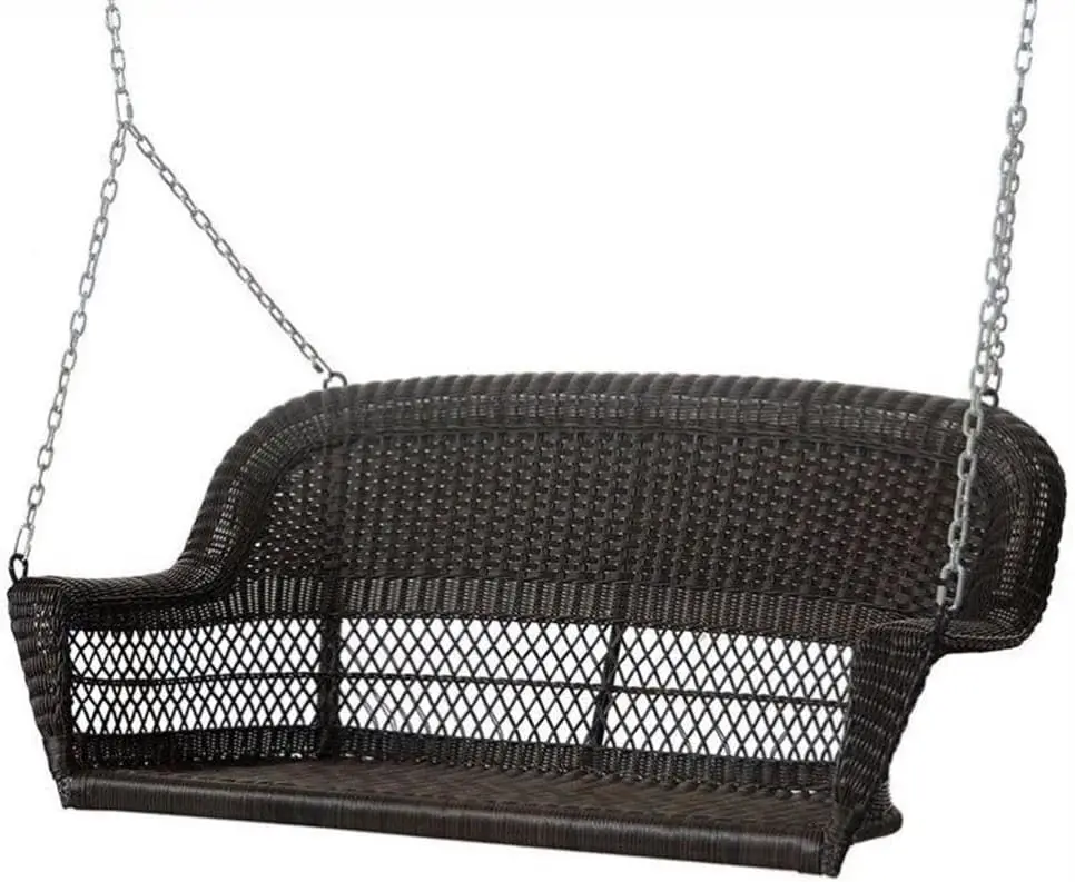 Espresso Finish Resin Wicker Porch Swing, 51.5' W x 26.5' D x 23.5' H, All-Weather Steel Frame, Hand
Espresso Finish Resin Wicker Porch Swing, 51.5' W x 26.5' D x 23.5' H, All-Weather Steel Frame, Hand