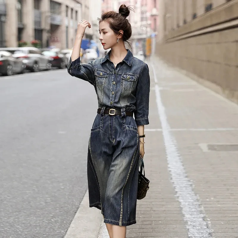 Casual Denim Shirt Dress Women's 2023 Spring Autumn Pocket Slim Long-sleeved Luxury Jeans Dress With belt Office Bag hip Dresses
Casual Denim Shirt Dress Women's 2023 Spring Autumn Pocket Slim Long-sleeved Luxury Jeans Dress With belt Office Bag hip Dresses
