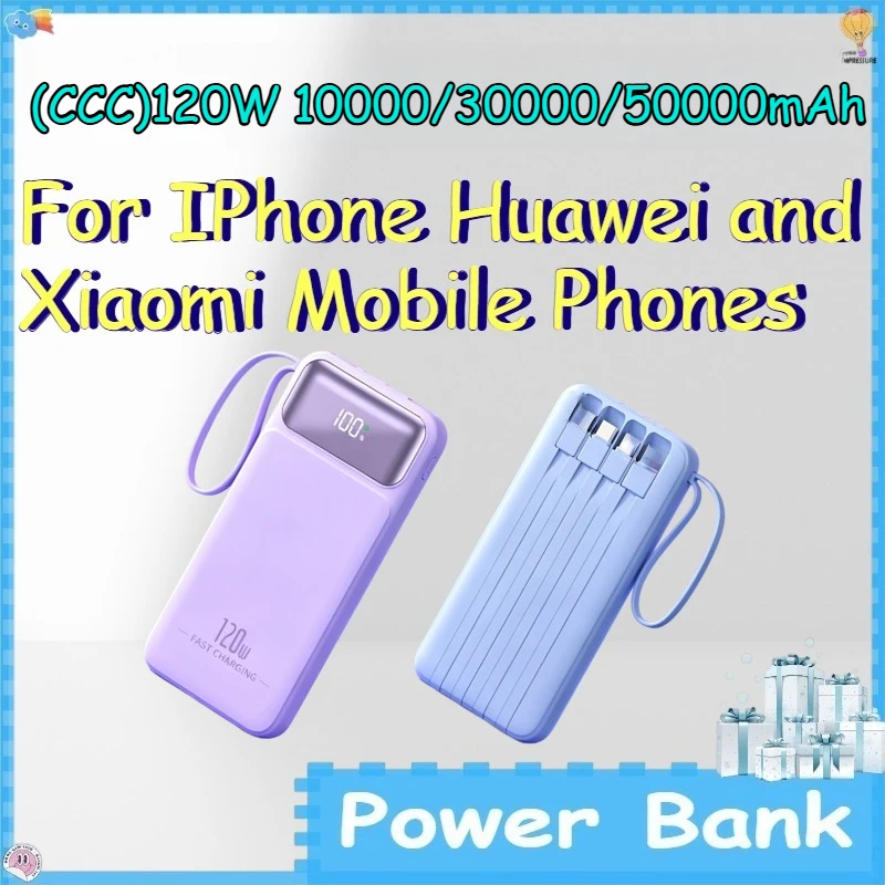 (CCC)120W 10000/30000/50000mAh Power Bank for IPhone Huawei and Xiaomi Mobile Phones Large-capacity Portable Powerbank
(CCC)120W 10000/30000/50000mAh Power Bank for IPhone Huawei and Xiaomi Mobile Phones Large-capacity Portable Powerbank