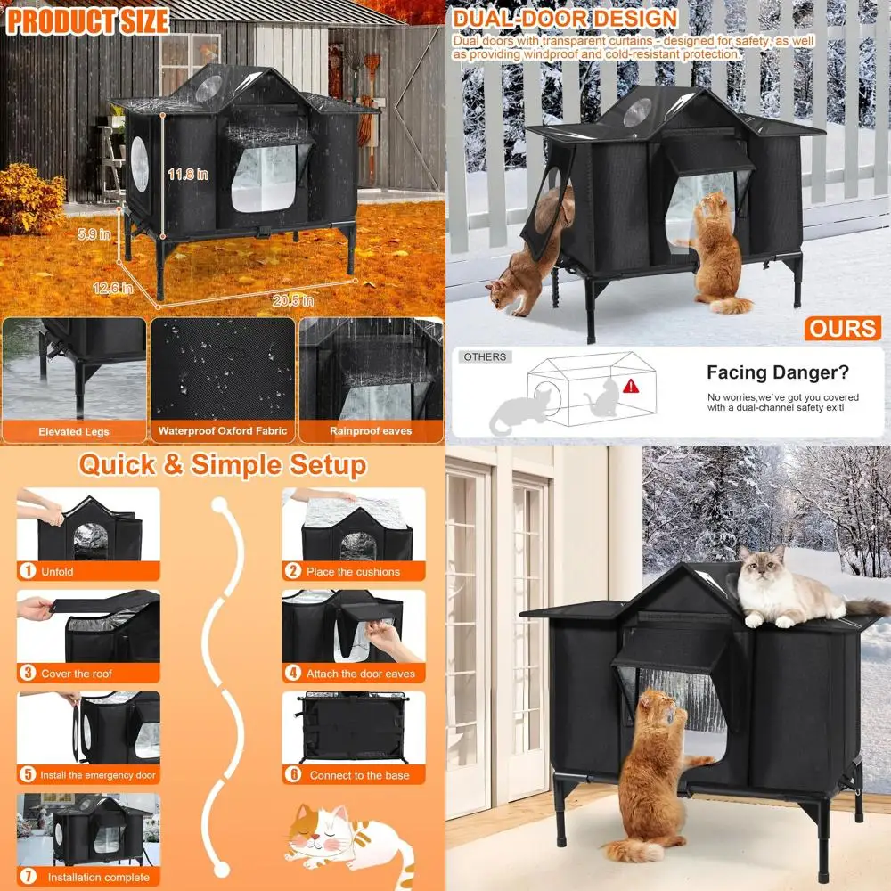 Средний всепогодный изолированный уличный кошачий домик для ферловых кошек с безопасной евакуационной дверью и приподнятым основанием
Средний всепогодный изолированный уличный кошачий домик для ферловых кошек с безопасной евакуационной дверью и приподнятым основанием