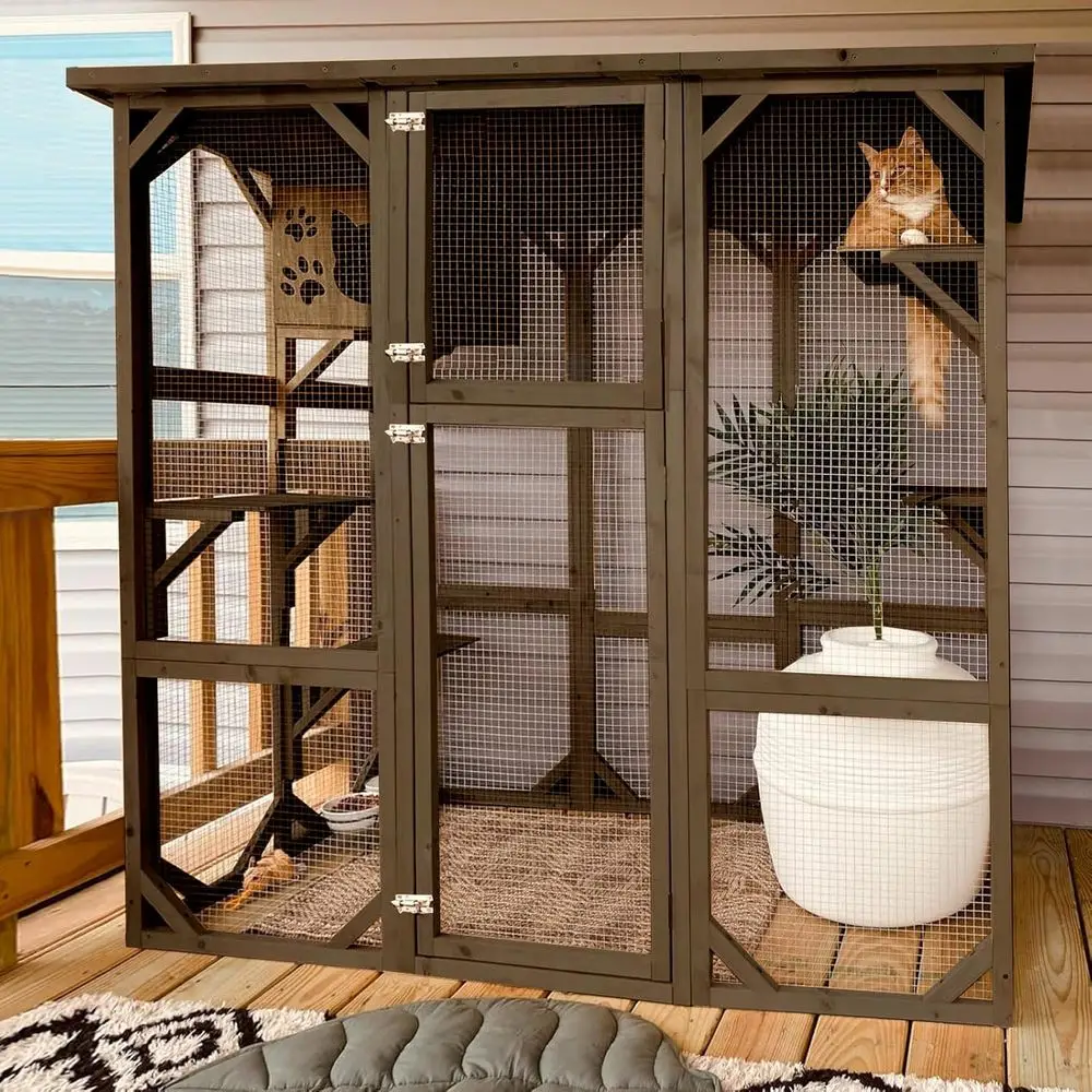 Cat Enclosure Large Outdoor Catio Wooden Cat House with Weatherproo, Cat Cage Condo Indoor Playpen with Platorm and Small House
Cat Enclosure Large Outdoor Catio Wooden Cat House with Weatherproo, Cat Cage Condo Indoor Playpen with Platorm and Small House