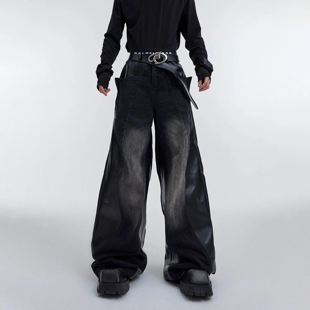 Mens Deconstructed Design Pu Leather Patchwork Jeans Streetwear Fashion Youth Trendy Casual Trousers Men'S Clothing 2026 New
Mens Deconstructed Design Pu Leather Patchwork Jeans Streetwear Fashion Youth Trendy Casual Trousers Men'S Clothing 2026 New