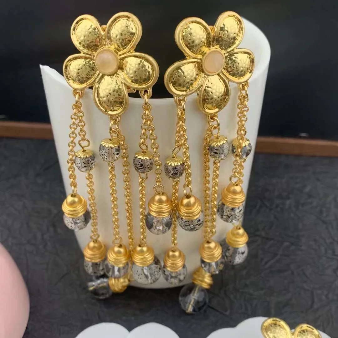 Medieval Vintage Black pink glass tassel ball Ear drop earrings for women's girl jewelry wholesale
Medieval Vintage Black pink glass tassel ball Ear drop earrings for women's girl jewelry wholesale