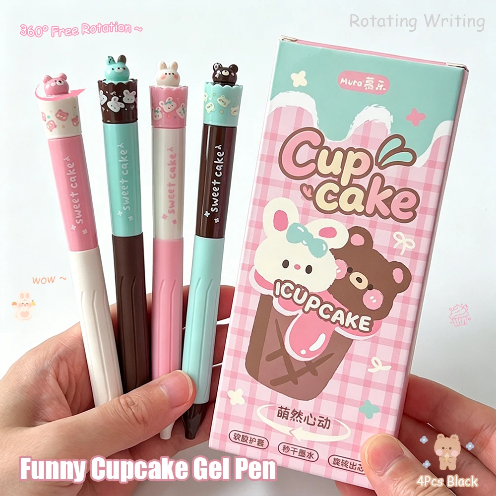 4Pcs/Box Funny Cupcake Gel Pen 0.5mm Cute Animal Quick Dry Pen Creative Rotation Rabbit Pocket Pen Bear Ice Cream Black Pen
4Pcs/Box Funny Cupcake Gel Pen 0.5mm Cute Animal Quick Dry Pen Creative Rotation Rabbit Pocket Pen Bear Ice Cream Black Pen