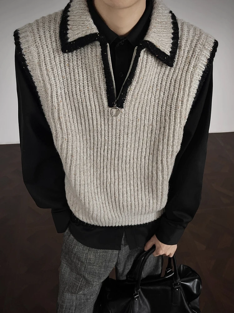 Мужской вязаный жилет с полумолнией в американском стиле, осенний высококачественный топ-бандо с воротником-стойкой и воротником для отдыха Faion
Мужской вязаный жилет с полумолнией в американском стиле, осенний высококачественный топ-бандо с воротником-стойкой и воротником для отдыха Faion