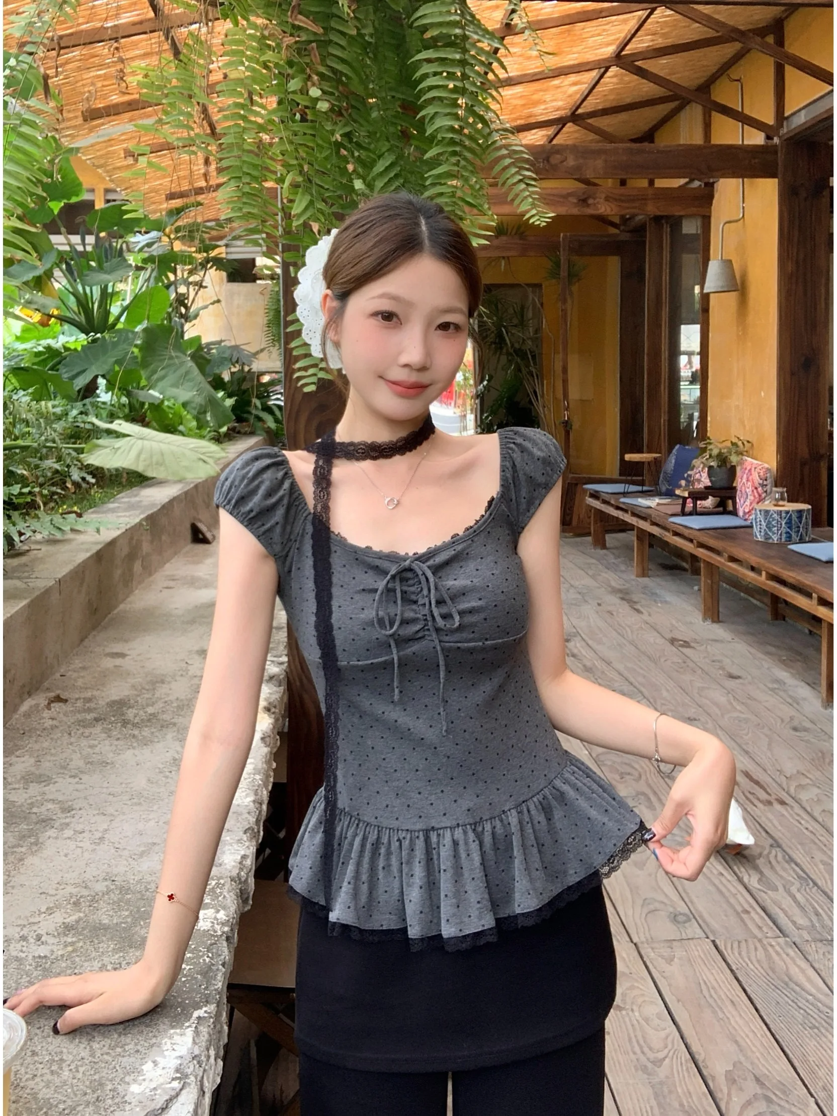 plus Size Lace Polka Dot Short Sleeve T-Shirt Women Summer Slimming Stylish Beautiful Korean Style Pure Desire Top
plus Size Lace Polka Dot Short Sleeve T-Shirt Women Summer Slimming Stylish Beautiful Korean Style Pure Desire Top